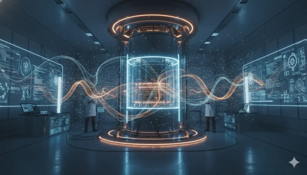 Futuristic Quantum Computer Lab