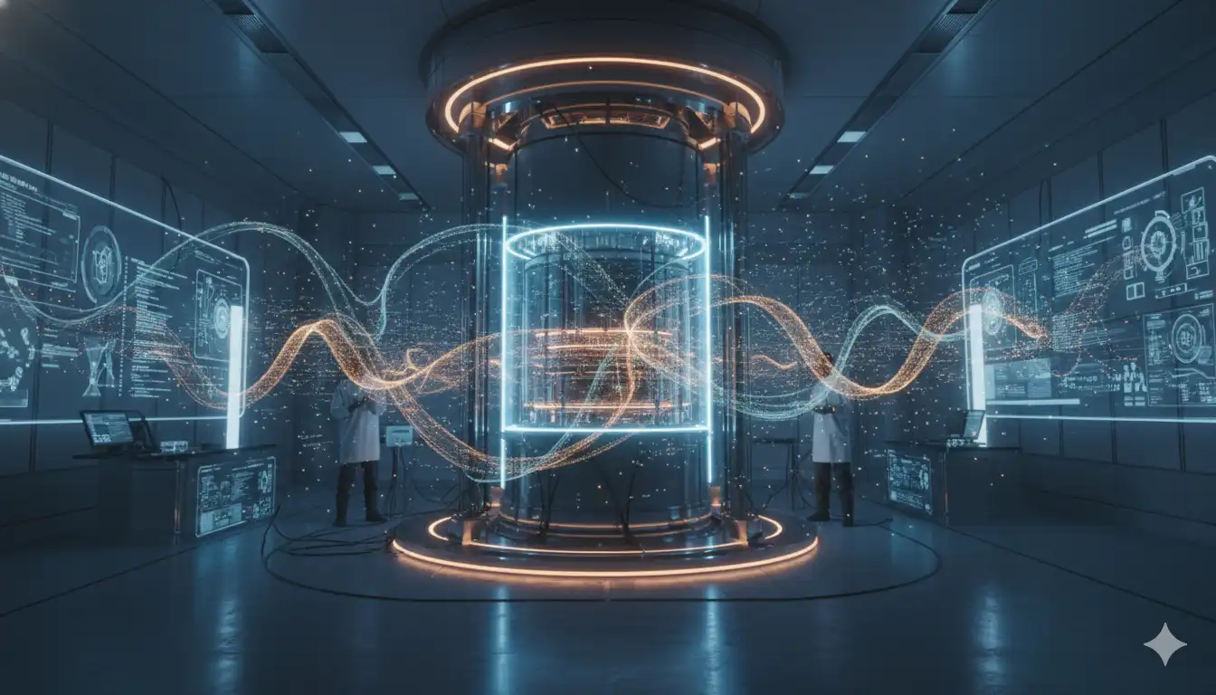 Futuristic Quantum Computer Lab