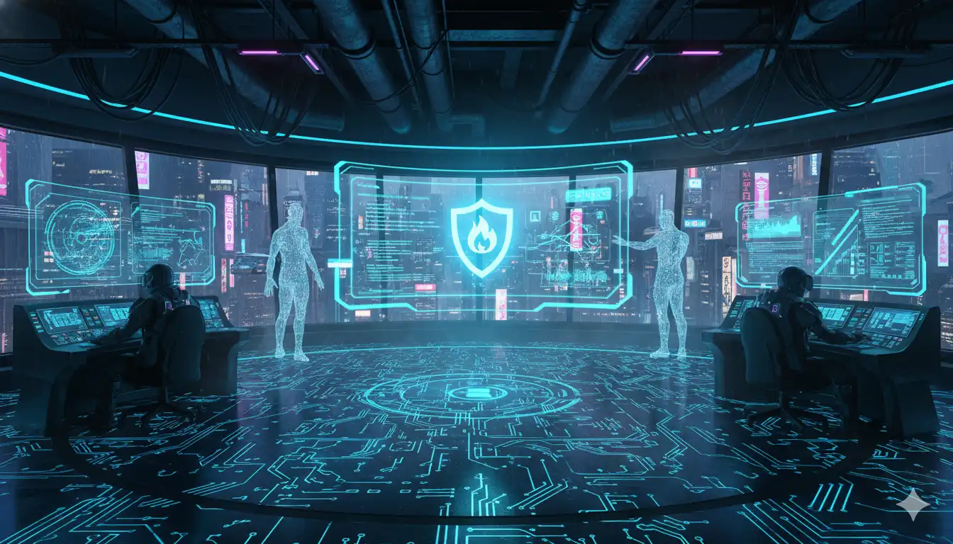 futuristic cybersecurity control room